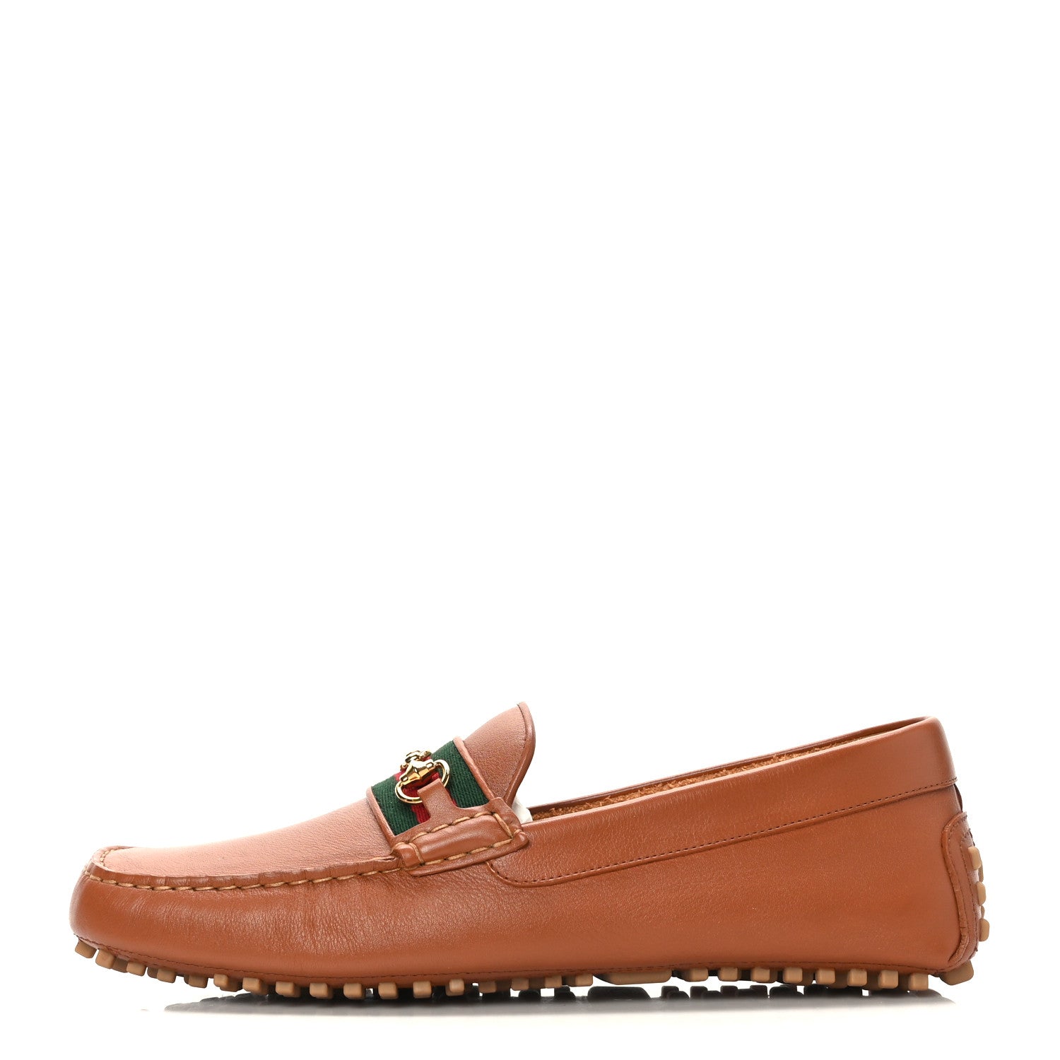 Gucci Soft Clove Calfskin Web Mens Horsebit Driver Loafers 9.5 Cognac 1 of 8