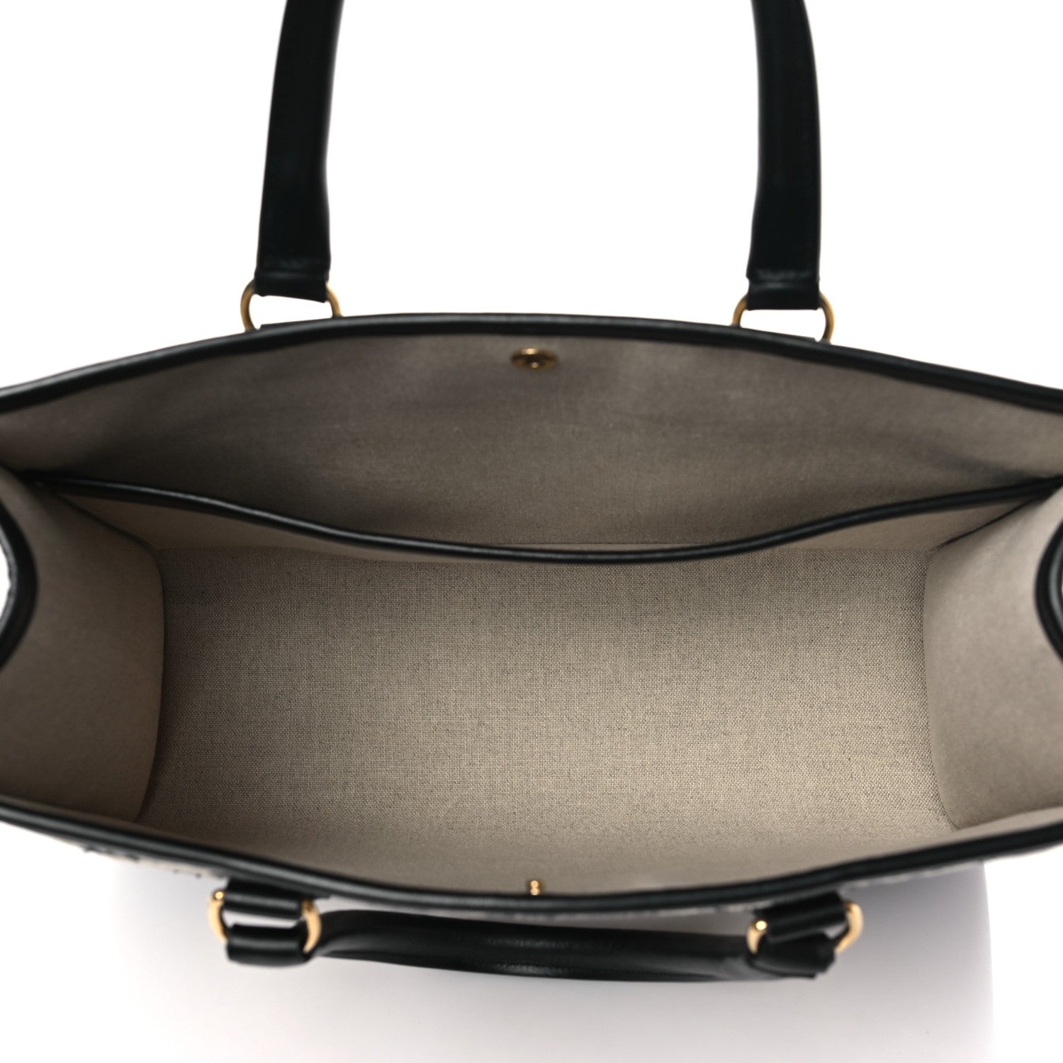 Celine Canvas Calfskin Triomphe Embroidered Mini Horizontal Cabas Black 5 of 8