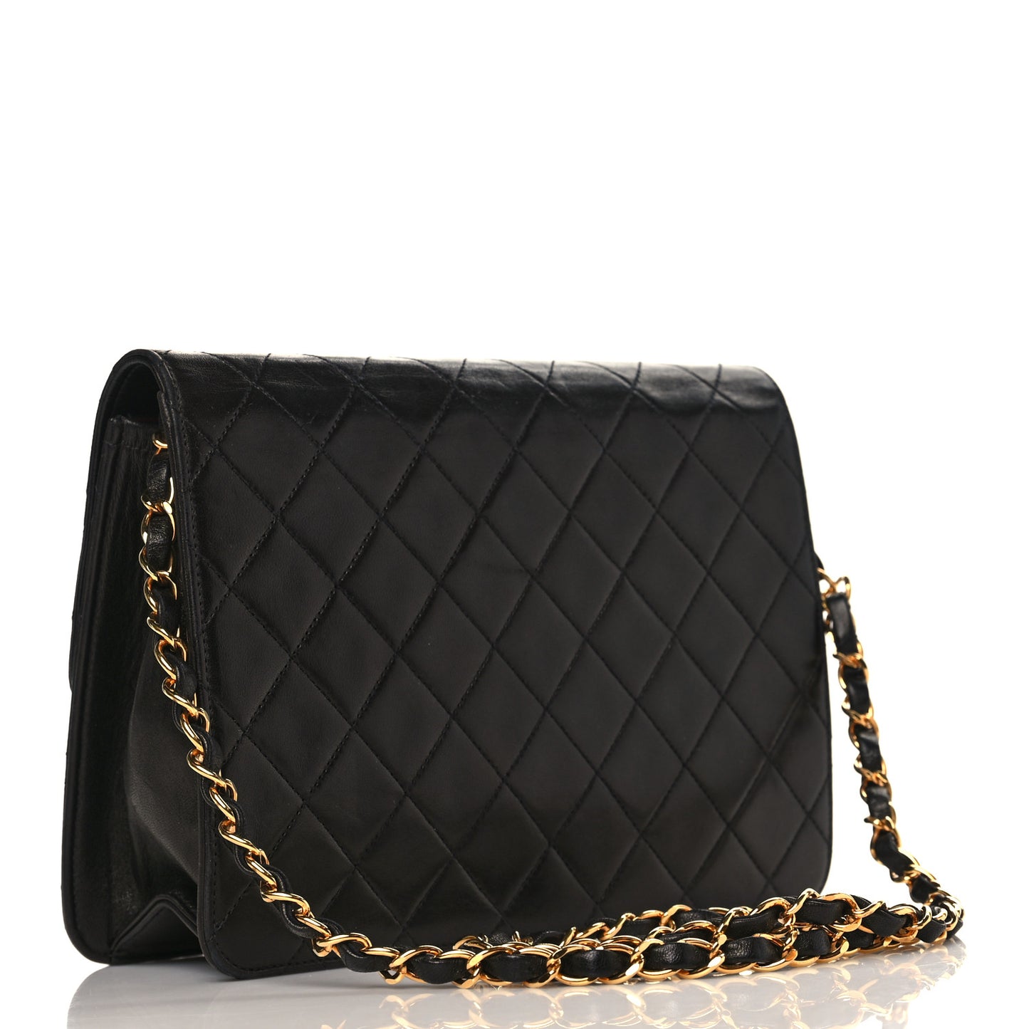 Lambskin Quilted Small Single Flap Black