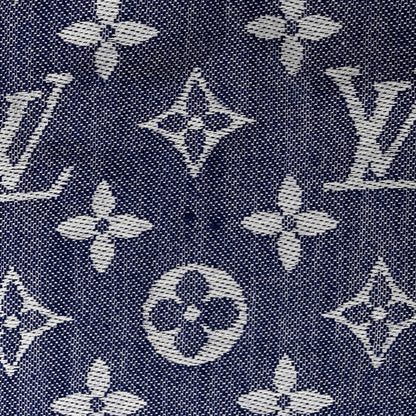 Louis Vuitton Silk Wool Monogram Denim Shawl Light Blue 6 of 6