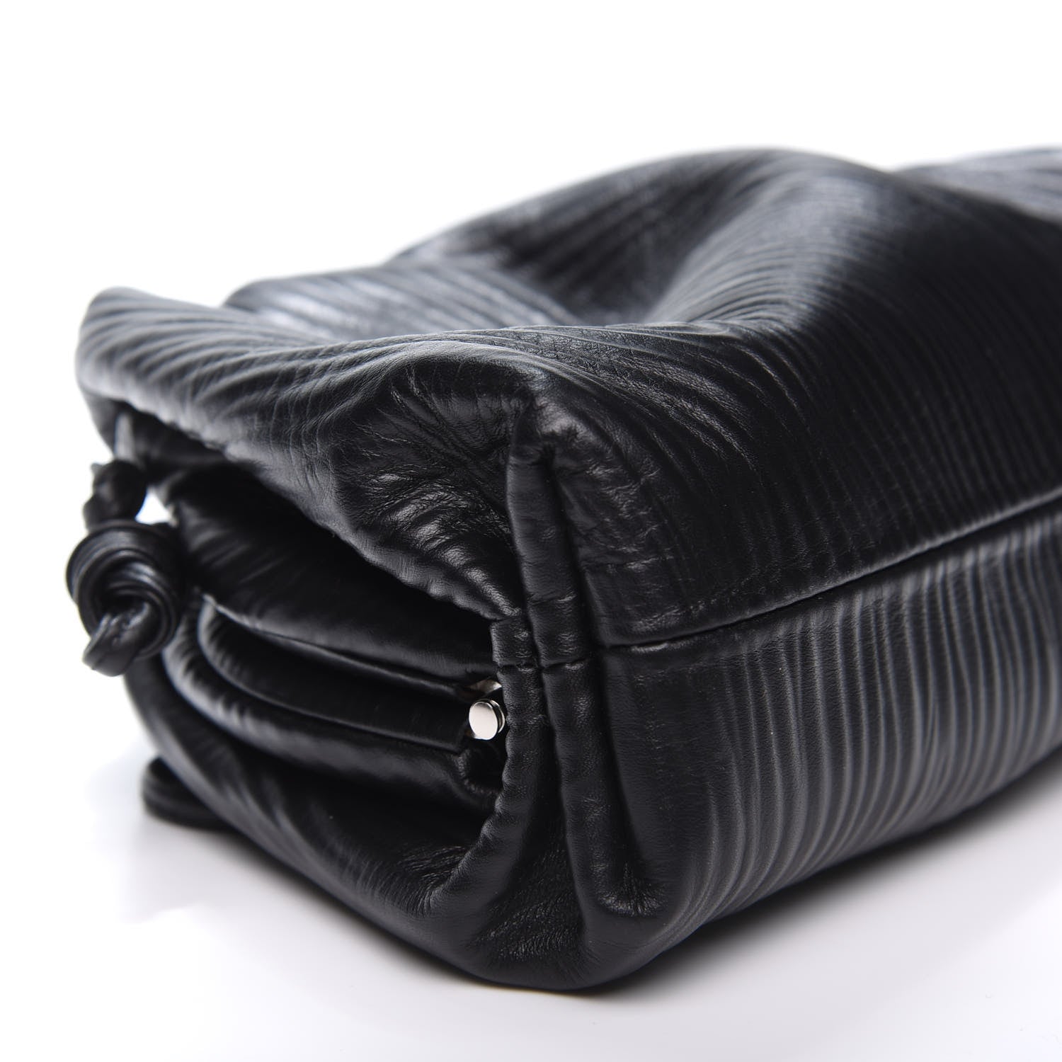 Bottega Veneta Bark Calfskin Embossed The Mini Pouch Clutch Black 5 of 9