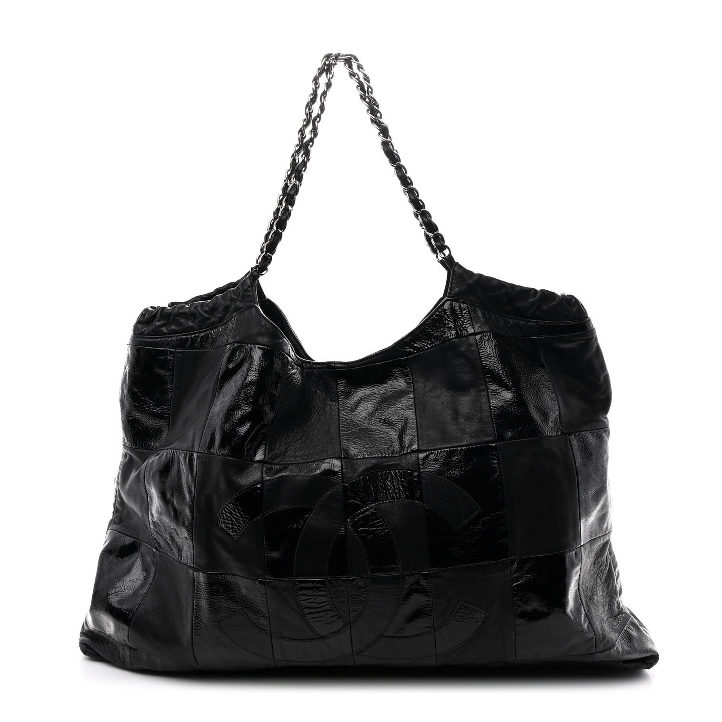 Patent Patchwork Brooklyn Tote Black