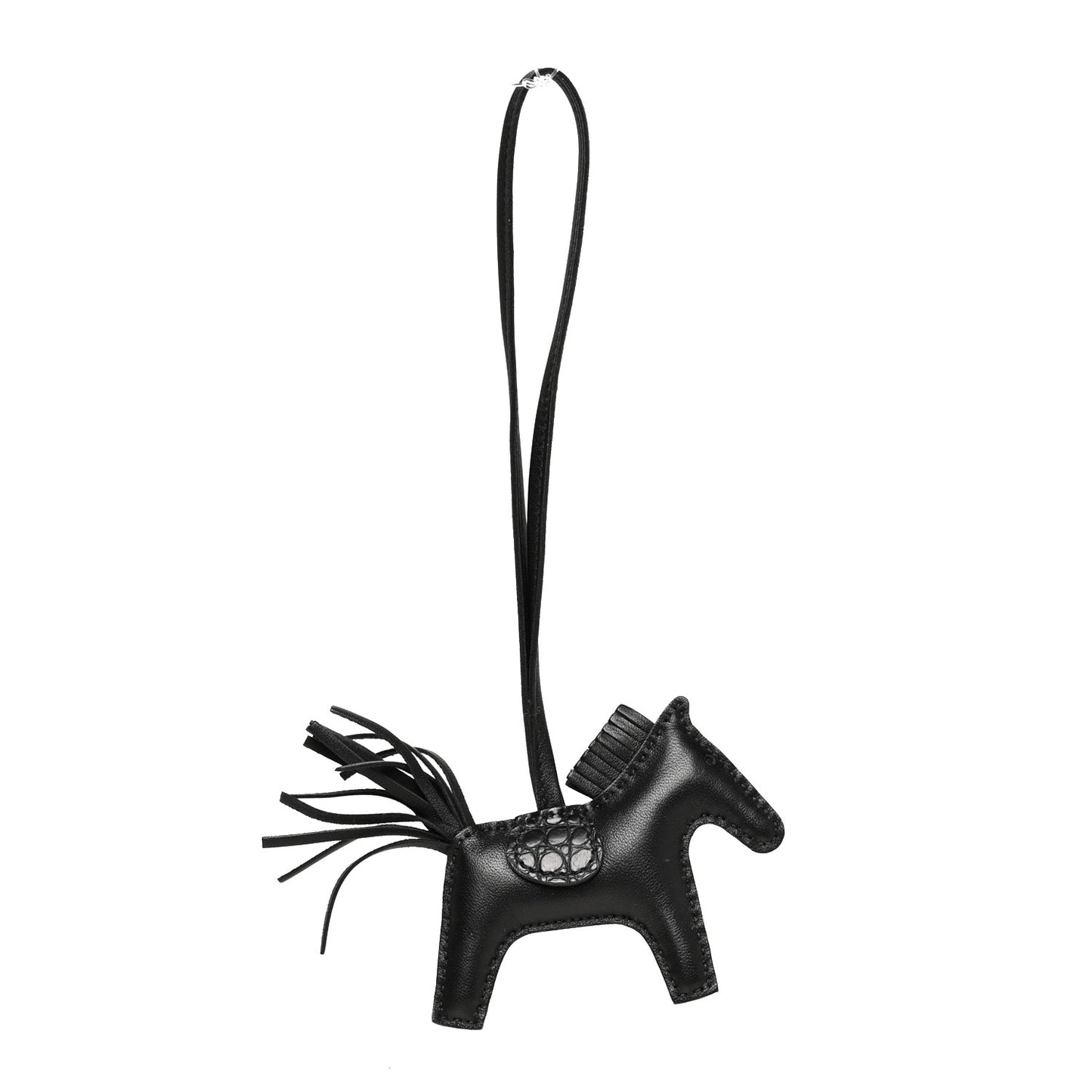 Milo Lambskin Matte Alligator Touch Grigri Rodeo Horse Bag Charm PM So Black