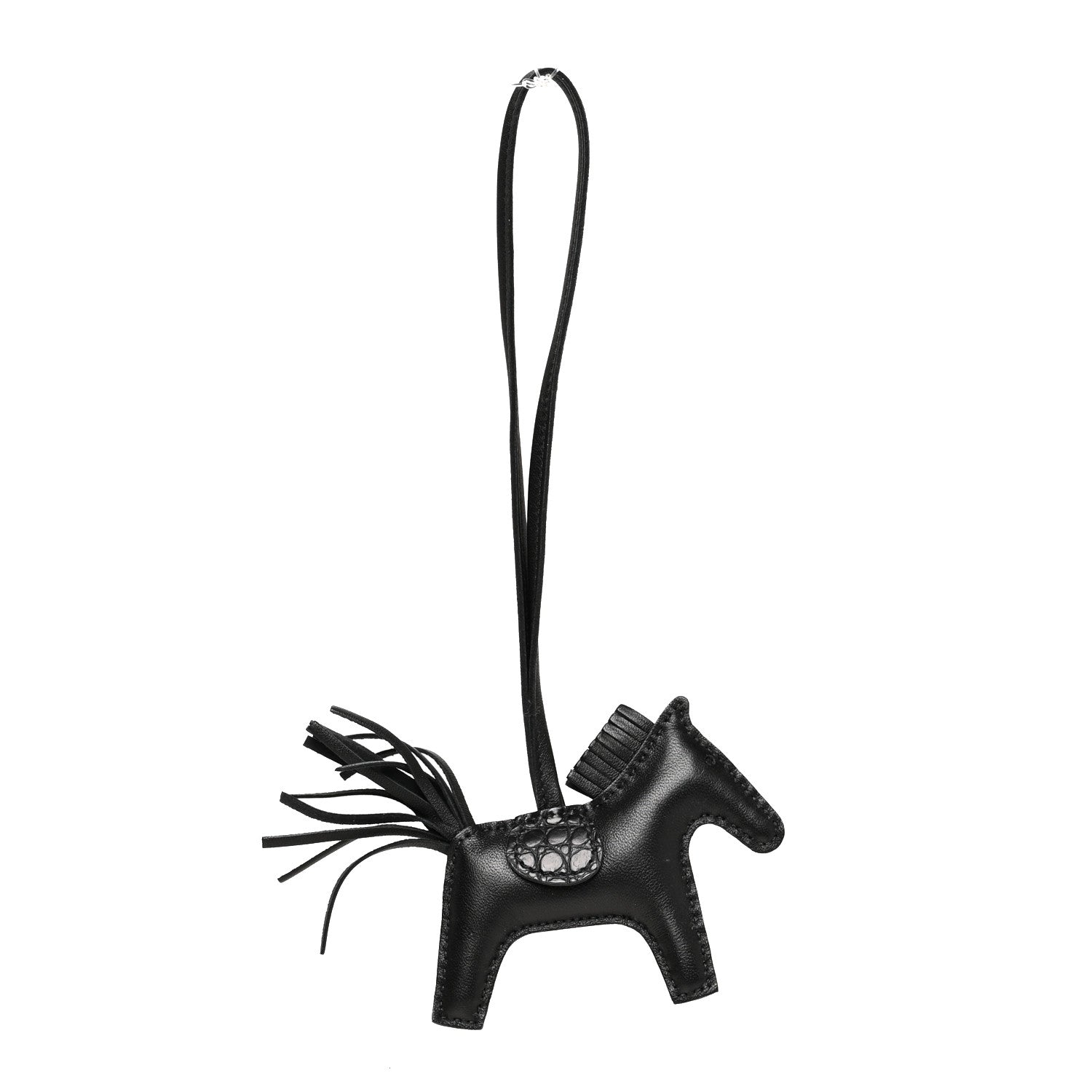 Hermes Milo Lambskin Matte Alligator Touch Grigri Rodeo Horse Bag Charm PM So Black 1 of 3