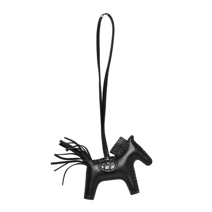 Hermes Milo Lambskin Matte Alligator Touch Grigri Rodeo Horse Bag Charm PM So Black 1 of 3