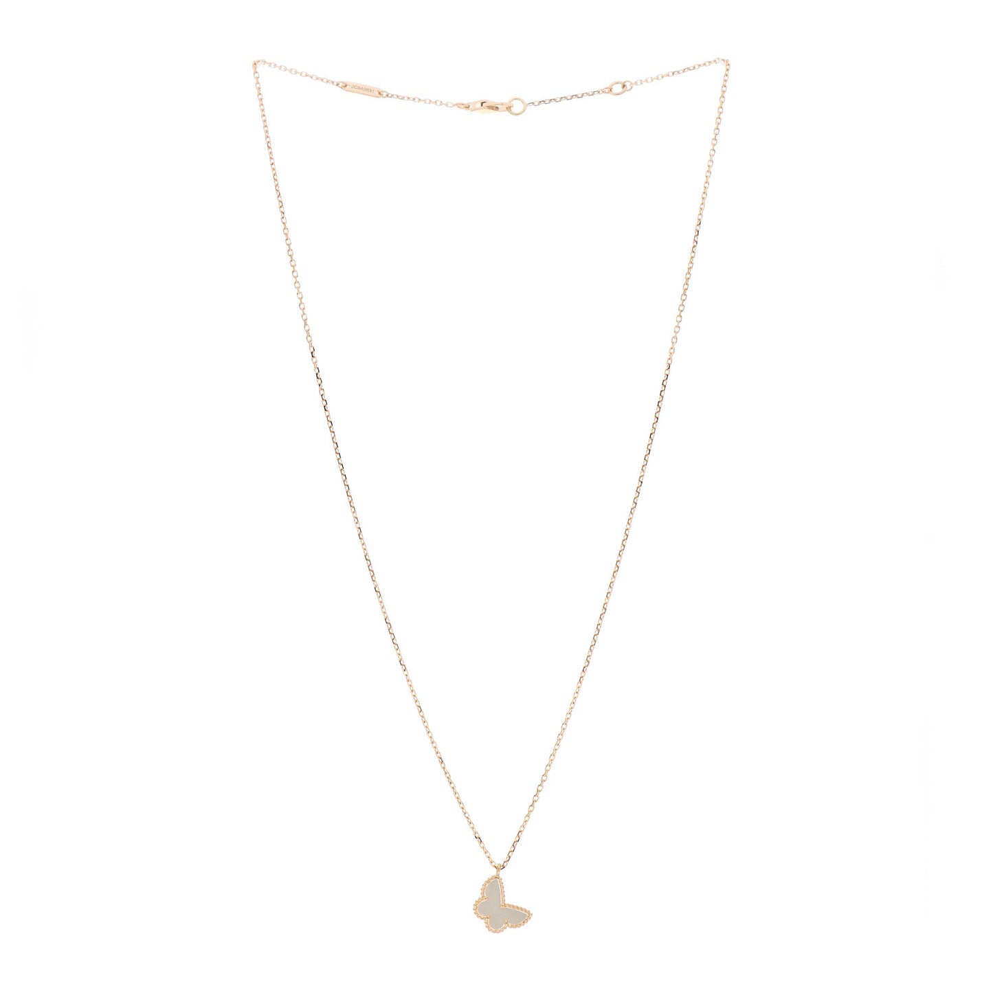 18K Yellow Gold Mother of Pearl Sweet Alhambra Butterfly Pendant Necklace