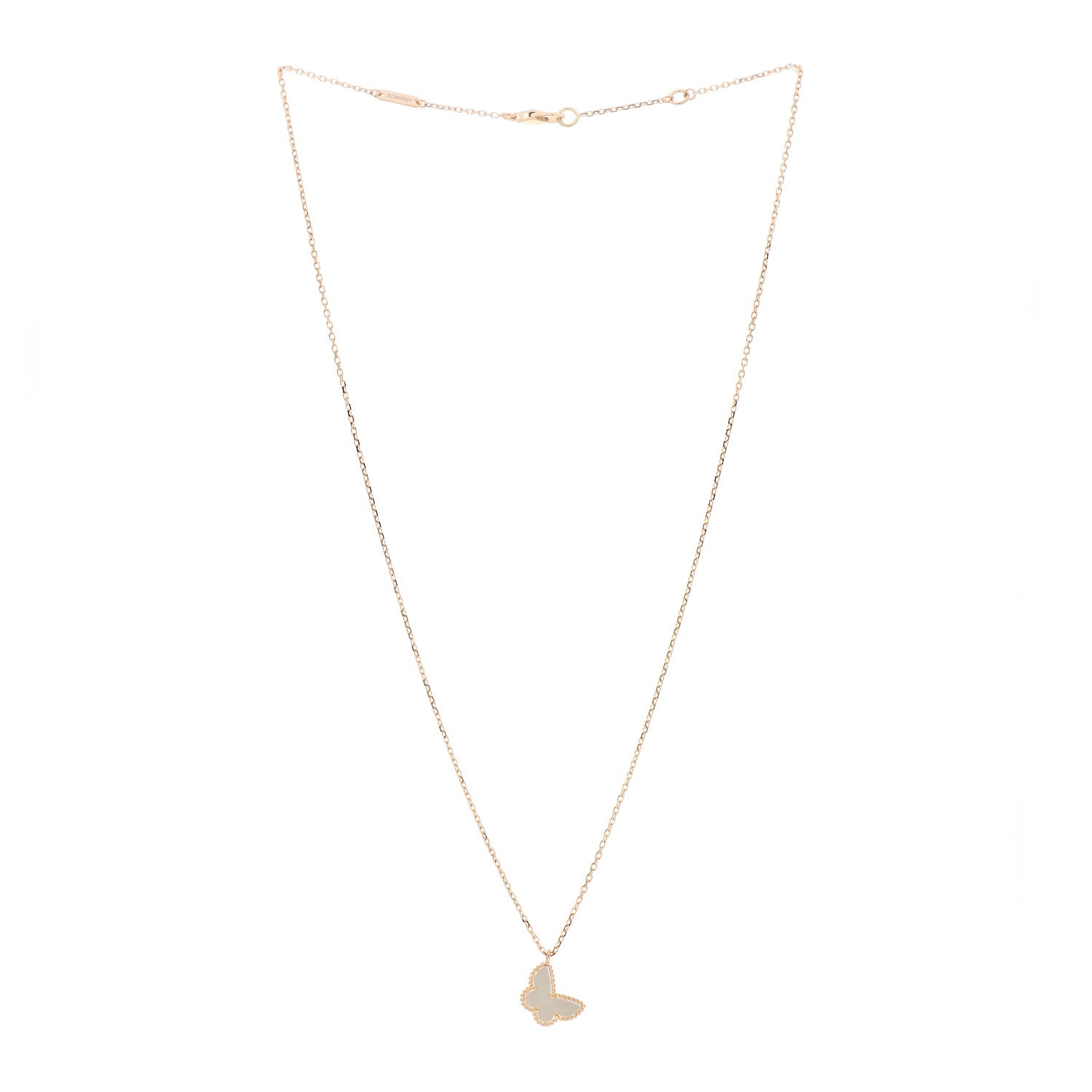 Van Cleef & Arpels 18K Yellow Gold Mother of Pearl Sweet Alhambra Butterfly Pendant Necklace 3 of 6