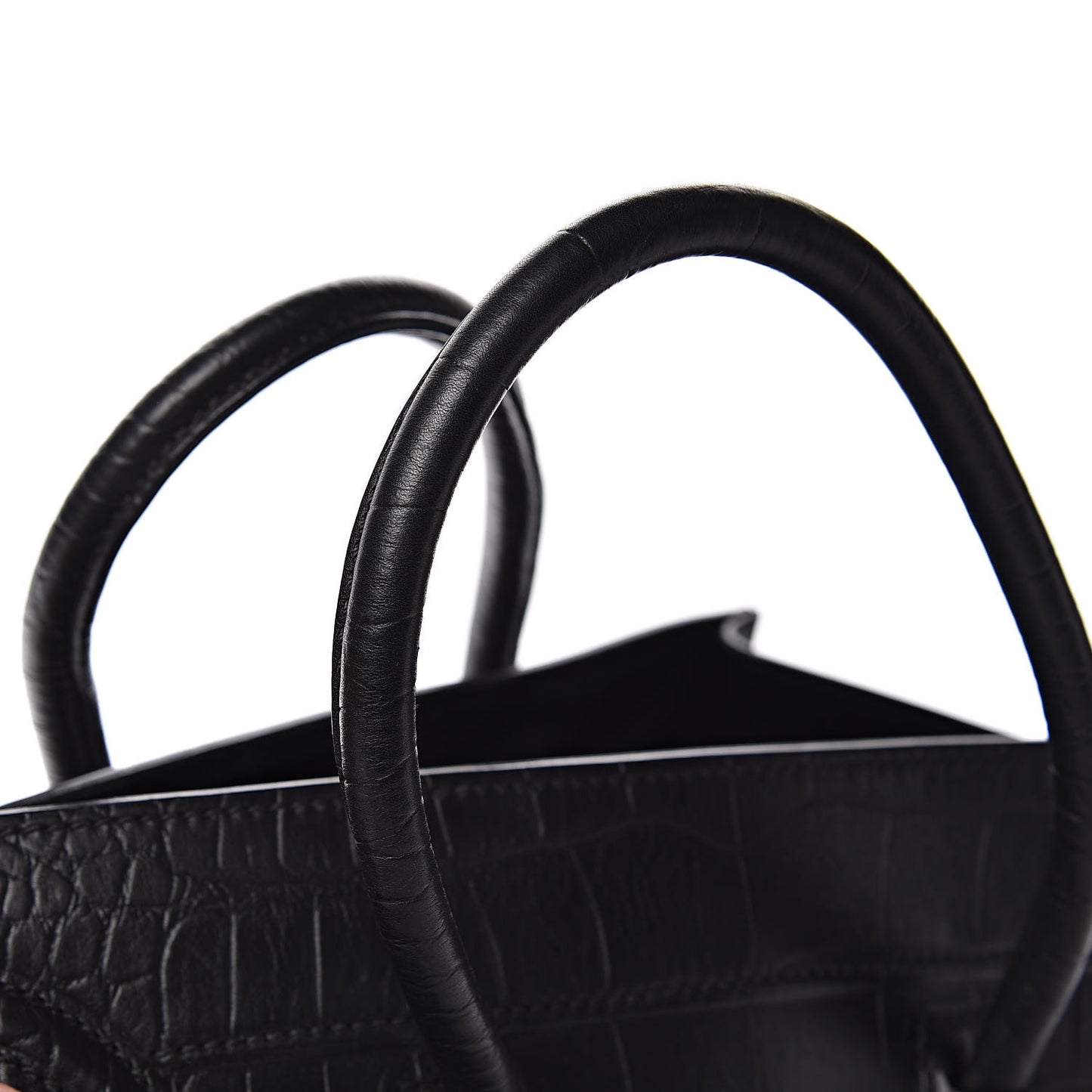Crocodile Embossed Calfskin Medium Phantom Luggage Black