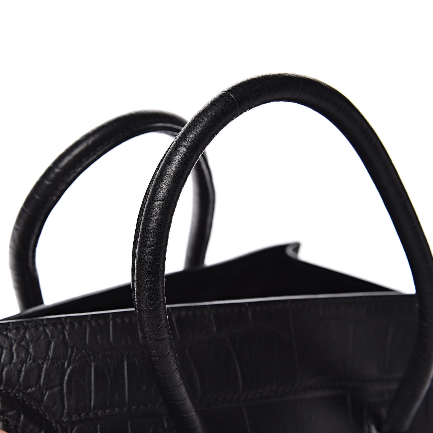 Celine Crocodile Embossed Calfskin Medium Phantom Luggage Black 11 of 11