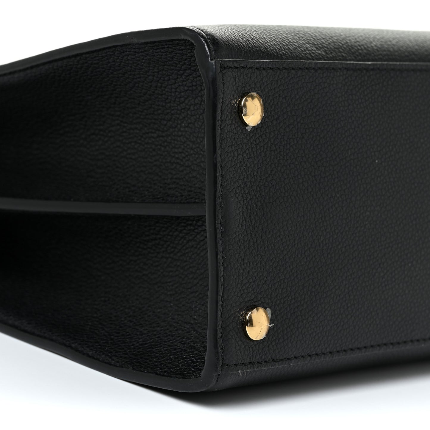 Grainy Calfskin Medium Title Bag Black