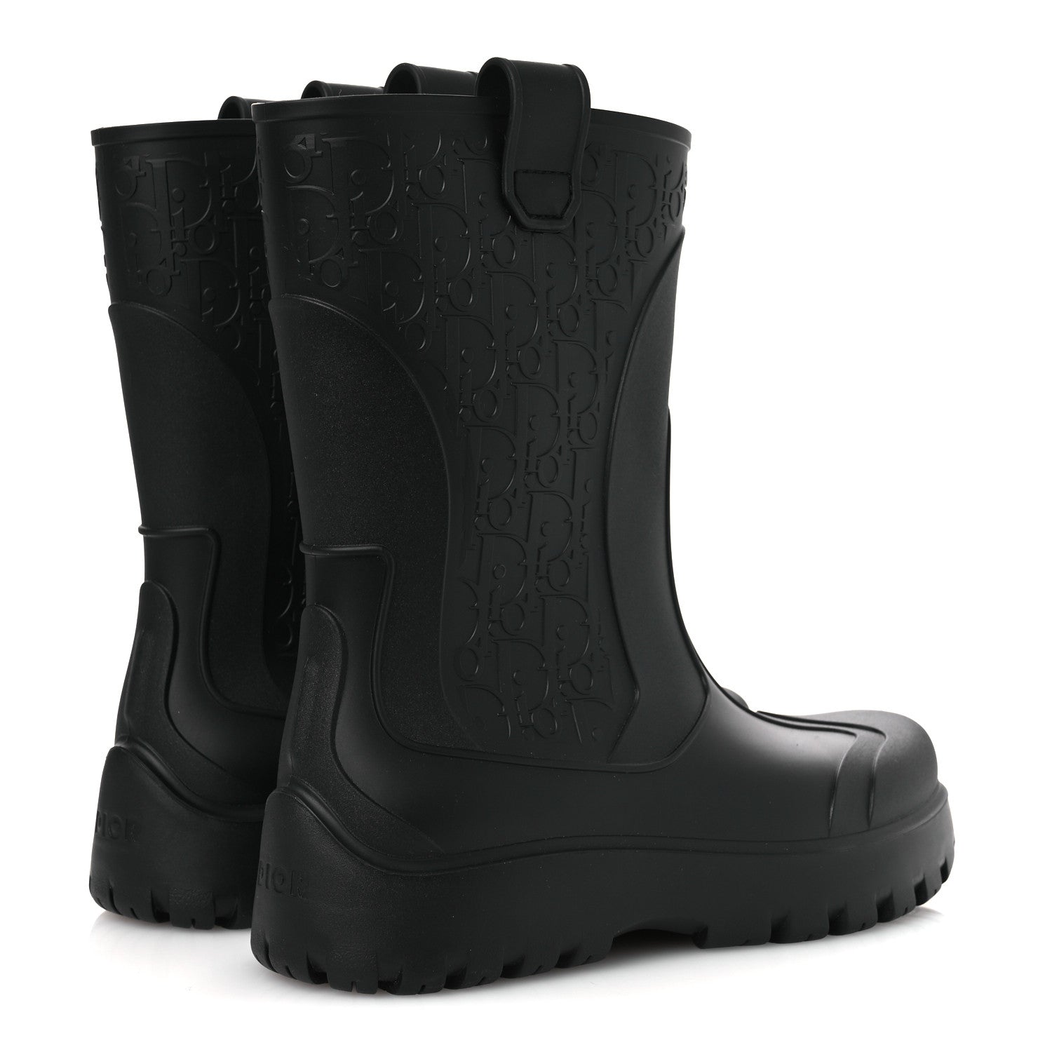 Christian Dior Rubber Oblique Mens Garden Rain Boots 43 Black