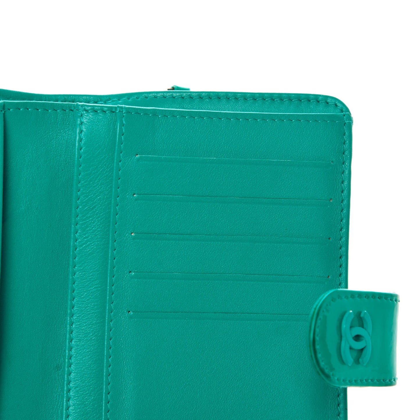 Patent Quilted Zip Pocket Wallet Turquoise