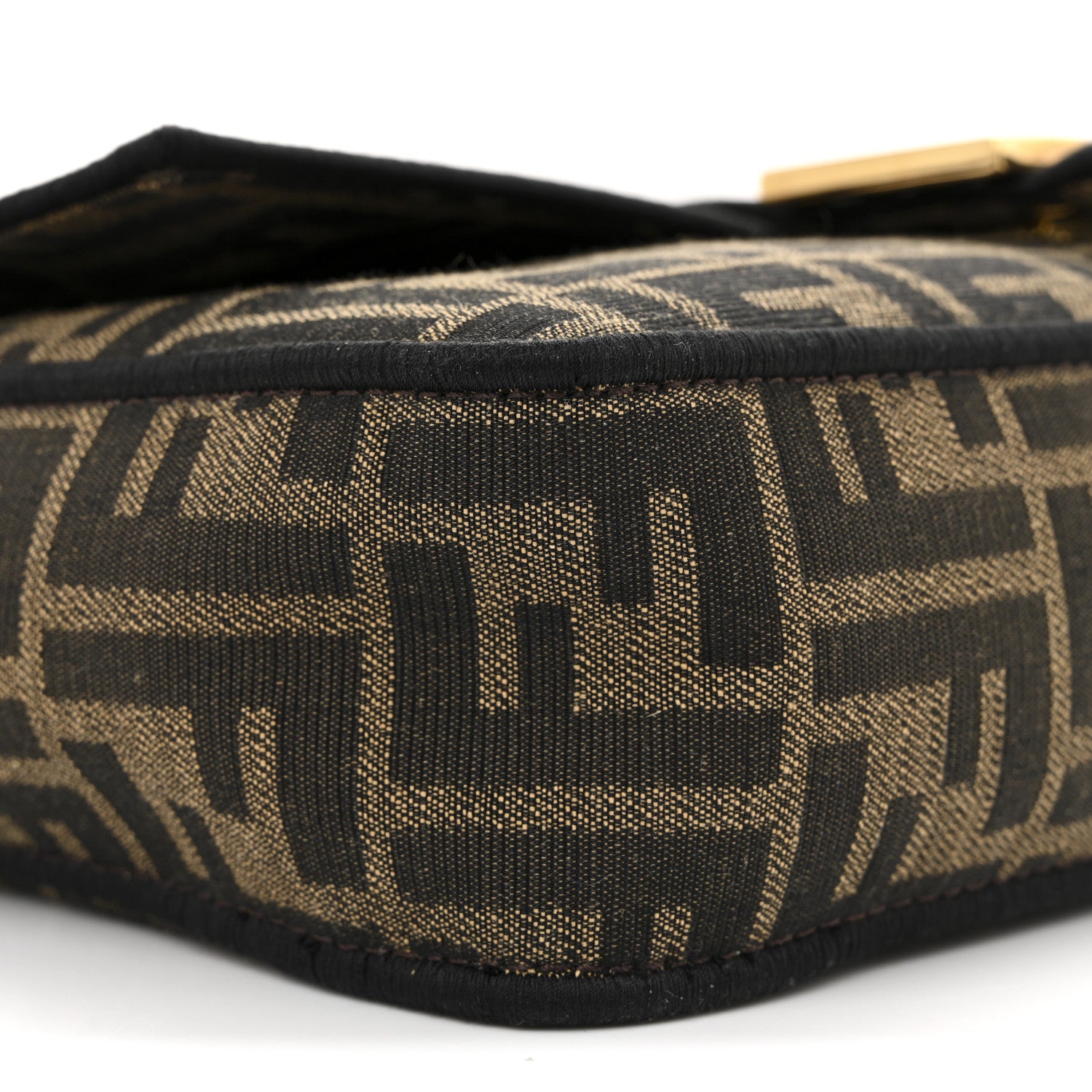 Fendi Fabric Jacquard FF 1974 Medium Baguette Tobacco Moro Black 9 of 11