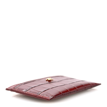 Chanel Calfskin Crocodile Embossed Crococo Card Holder Burgundy 4 of 8
