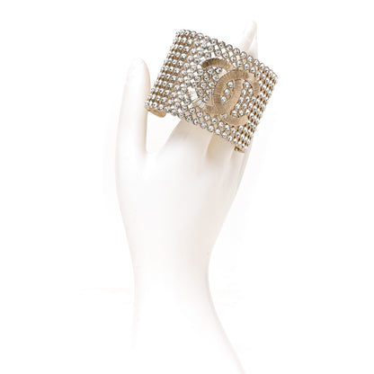 Chanel Large Strass Crystal CC Cuff Bracelet M Gold 2 of 5