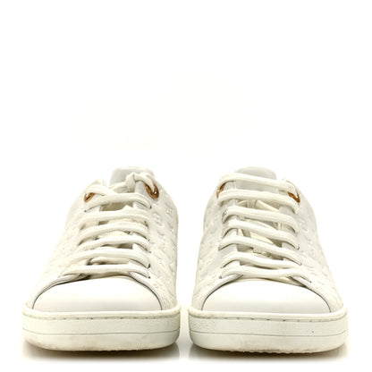 Louis Vuitton Calfskin Monogram Embossed Front Row Sneakers 36 White 3 of 9