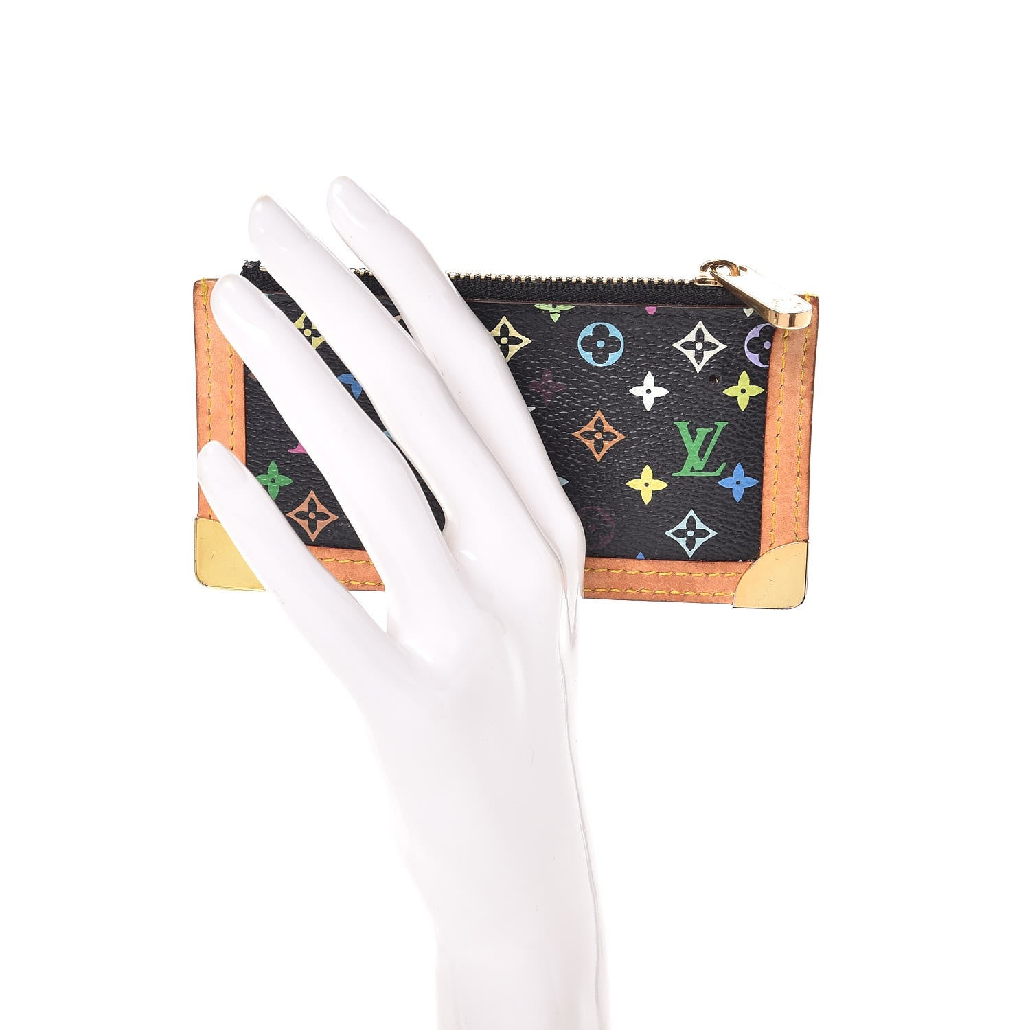 Louis Vuitton Monogram Multicolor Key Pouch Black 2 of 8