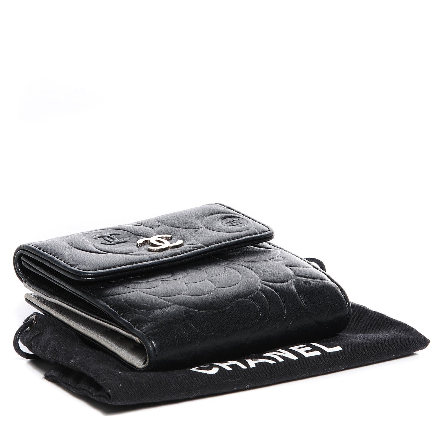 Chanel Lambskin Camellia French Wallet Black 4 of 7