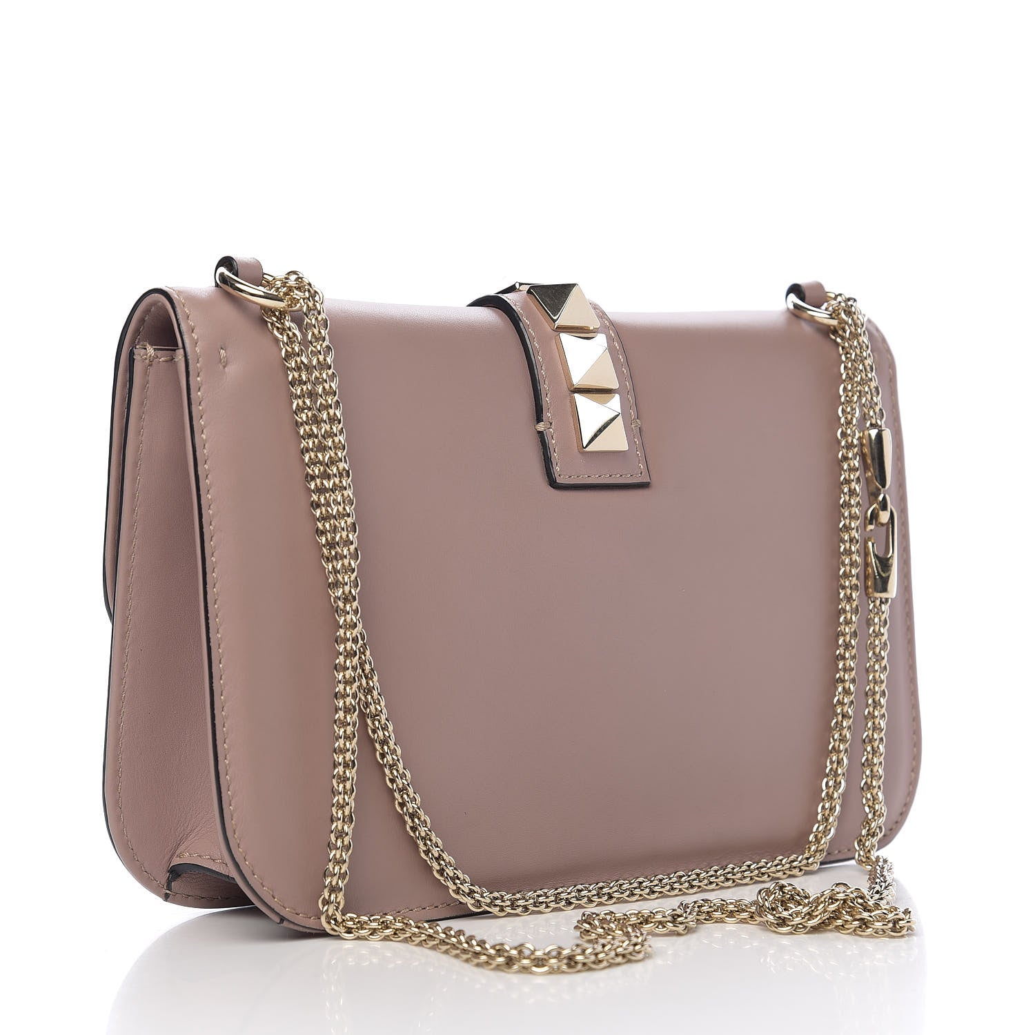 Valentino Garavani Vitello Medium Glam Lock Rockstud Flap Poudre 2 of 9