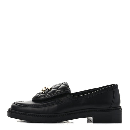 Chanel Lambskin Quilted CC Turnlock Loafers 36.5 Black 1 of 9