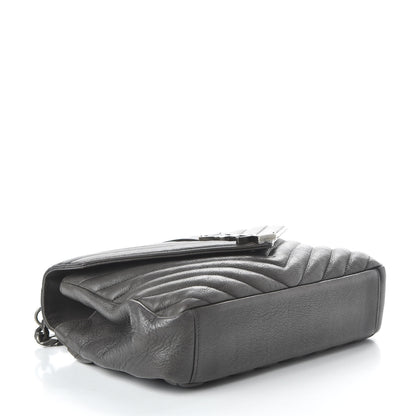 Saint Laurent Sheepskin Matelasse Chevron Monogram Medium College Bag Light Coal 5 of 10