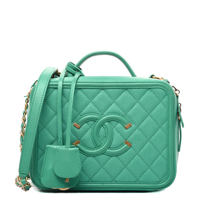Chanel Caviar Quilted Medium CC Filigree Vanity Case Green 1 of 22