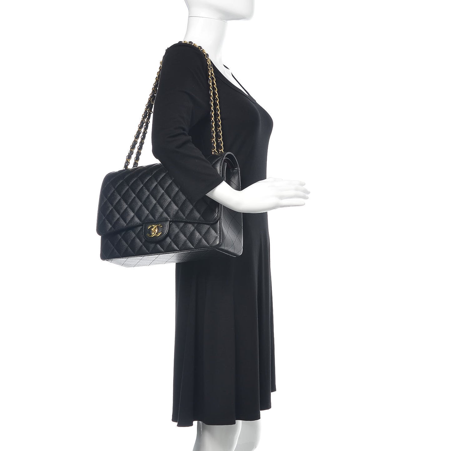 Caviar Quilted Maxi Double Flap Black