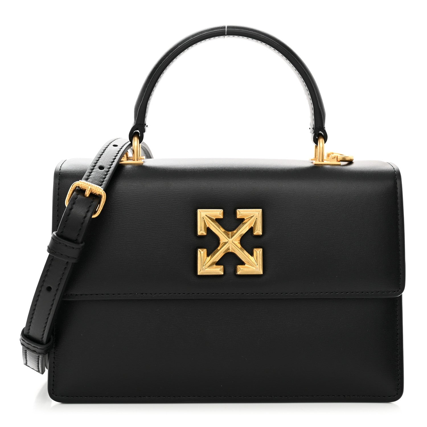 Off-White Calfskin Jitney 1.4 Top Handle Bag Black 1 of 15