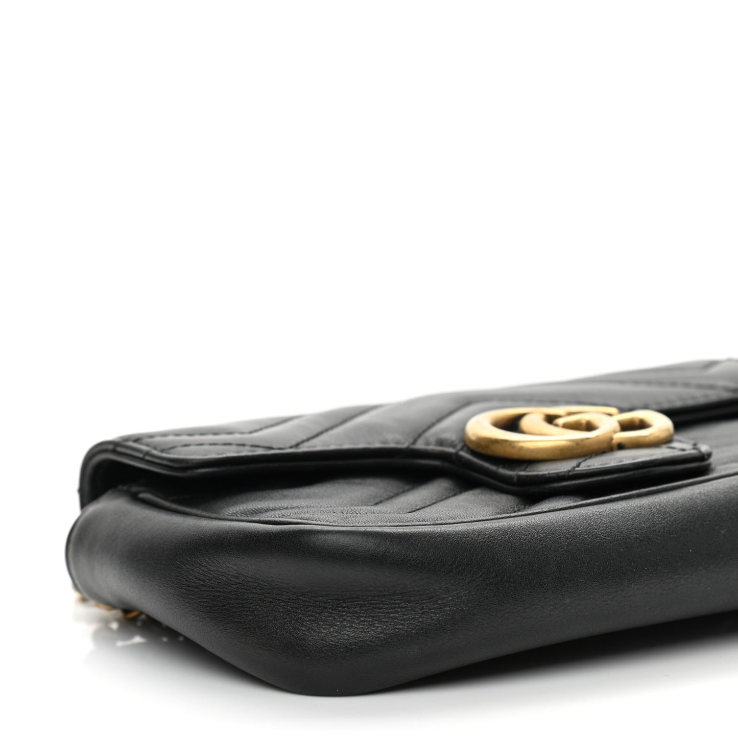 Calfskin Matelasse Super Mini GG Marmont Shoulder Bag Black
