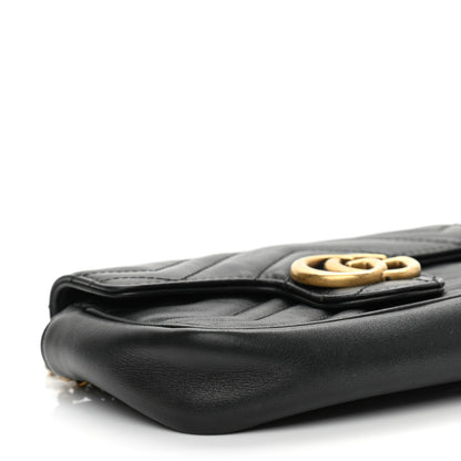 Gucci Calfskin Matelasse Super Mini GG Marmont Shoulder Bag Black 9 of 11
