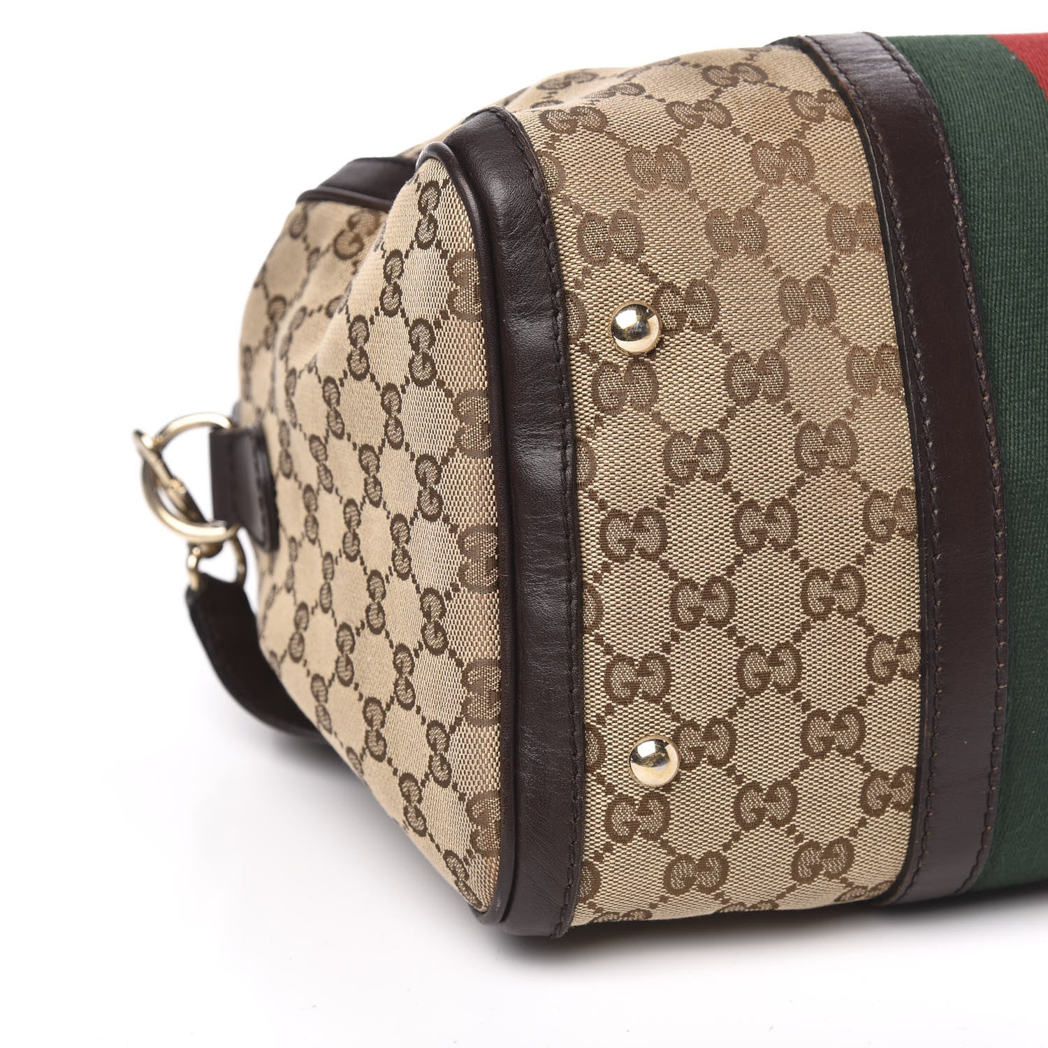 Gucci Monogram Vintage Web Medium Boston Dark Brown 9 of 11