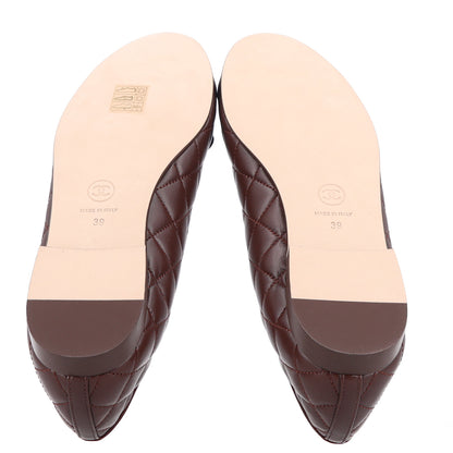 Chanel Lambskin Quilted CC Cap Toe Ballerina Flats 39 Brown 6 of 10