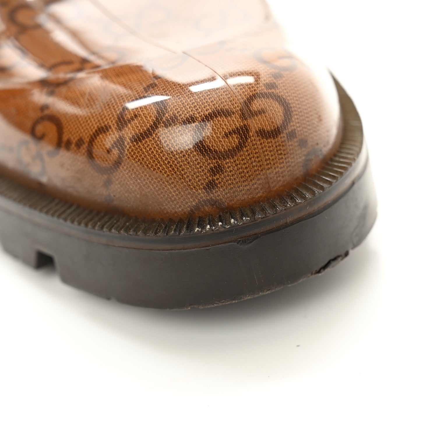 Gucci Rubber Monogram Edinburg Rain Boots 38 Transparent Cocoa 10 of 10