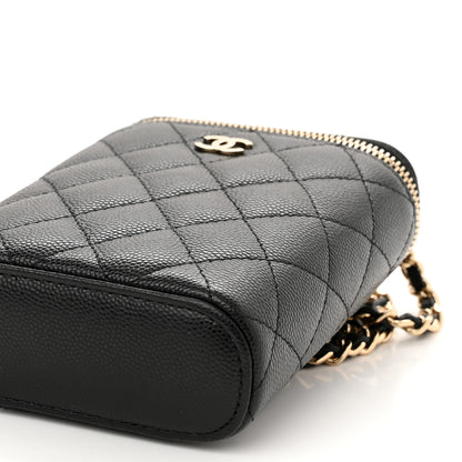 Chanel Caviar Quilted Small Vertical Coco Beauty Vanity Case With Chain Black 10 of 11