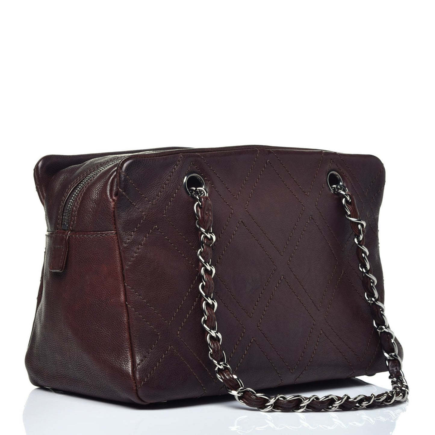 Calfskin Small Diamond Stitch Tote Brown