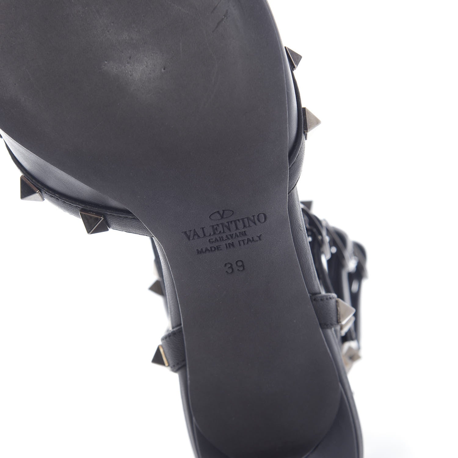 Valentino Garavani Nappa Rockstud Ankle Strap Low Heel Pumps 39 Black 6 of 9
