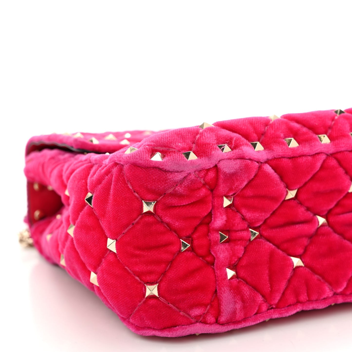 Velvet Medium Rockstud Spike Shoulder Bag Disco Pink