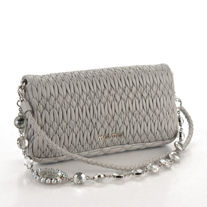 Miu Miu Matelasse Nappa Swarovski Crystal Shoulder Bag Grey 3 of 7