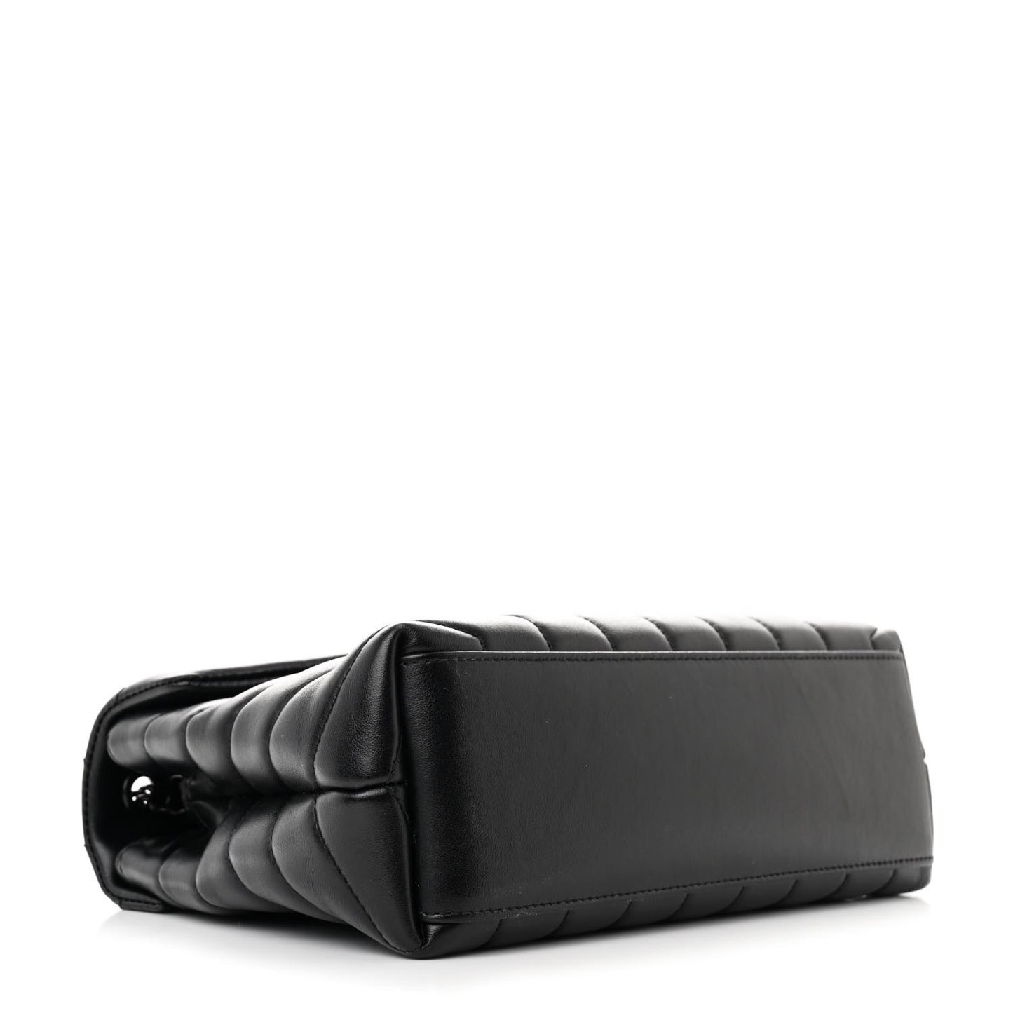 Calfskin Y Quilted Monogram Monochrome Small Loulou Chain Satchel Black