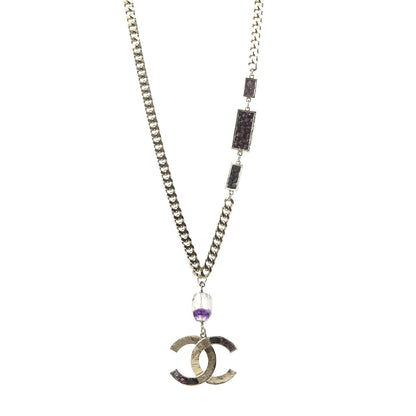 Chanel Stone CC Chain Pendant Necklace Gold 1 of 5