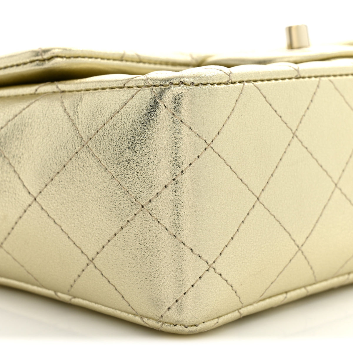 Chanel Metallic Lambskin Quilted Mini Rectangular Flap Gold 9 of 11