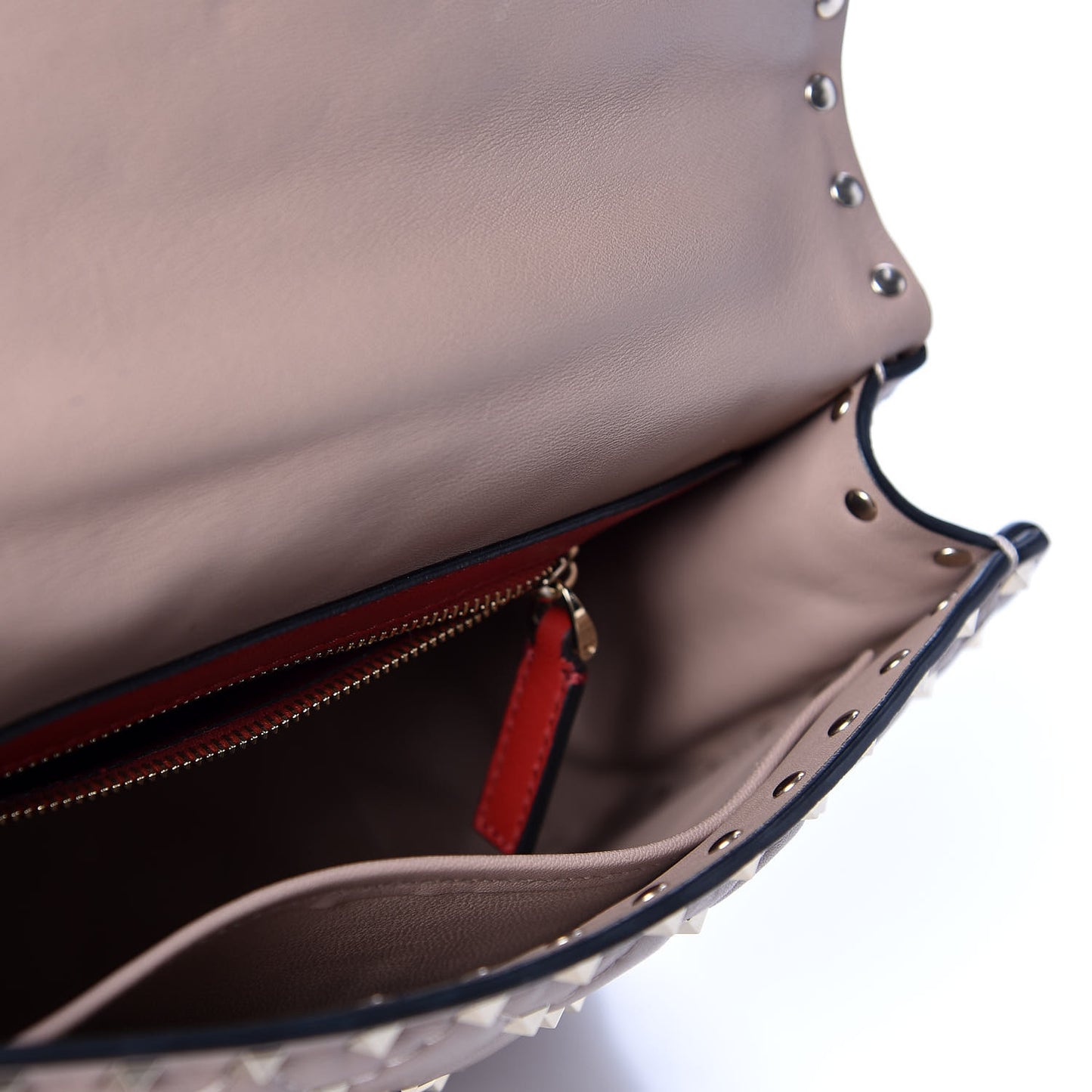 Lambskin Medium Rockstud Spike Shoulder Bag Poudre