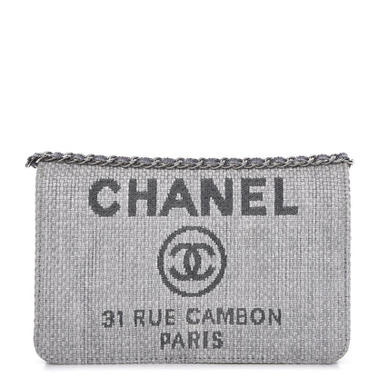 Chanel Woven Straw Raffia Deauville WOC Grey 1 of 9