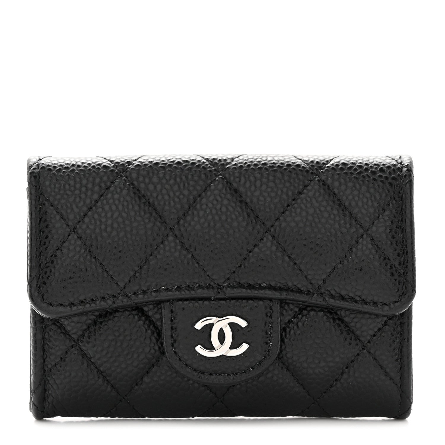 Chanel Caviar Quilted Flap Card Holder Wallet Black 1 of 9
