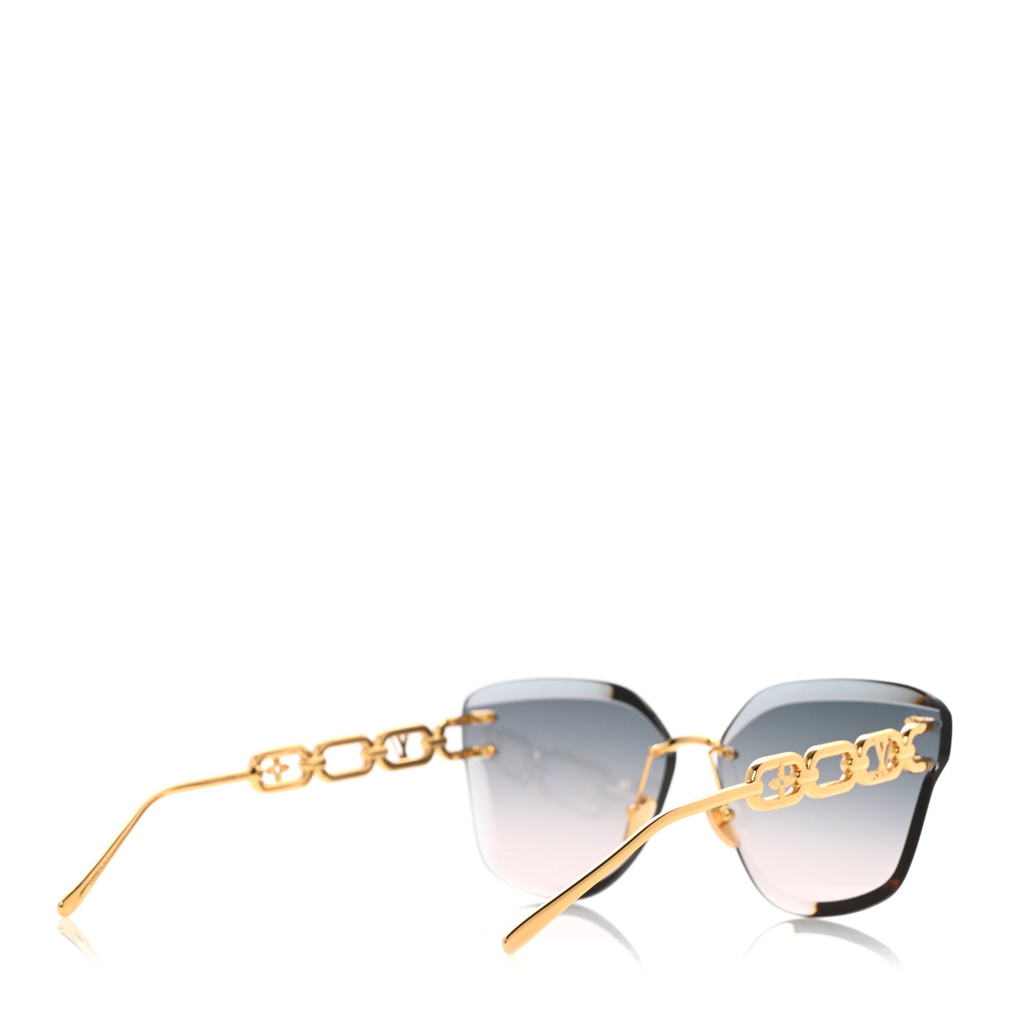 Metal Rimless LV Jewel Cat Eye Sunglasses Z1626U Gradient Blue
