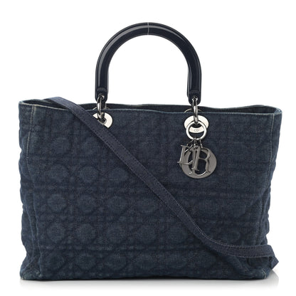 Christian Dior Denim Cannage Large Soft Lady Dior Tote Blue 1 of 12