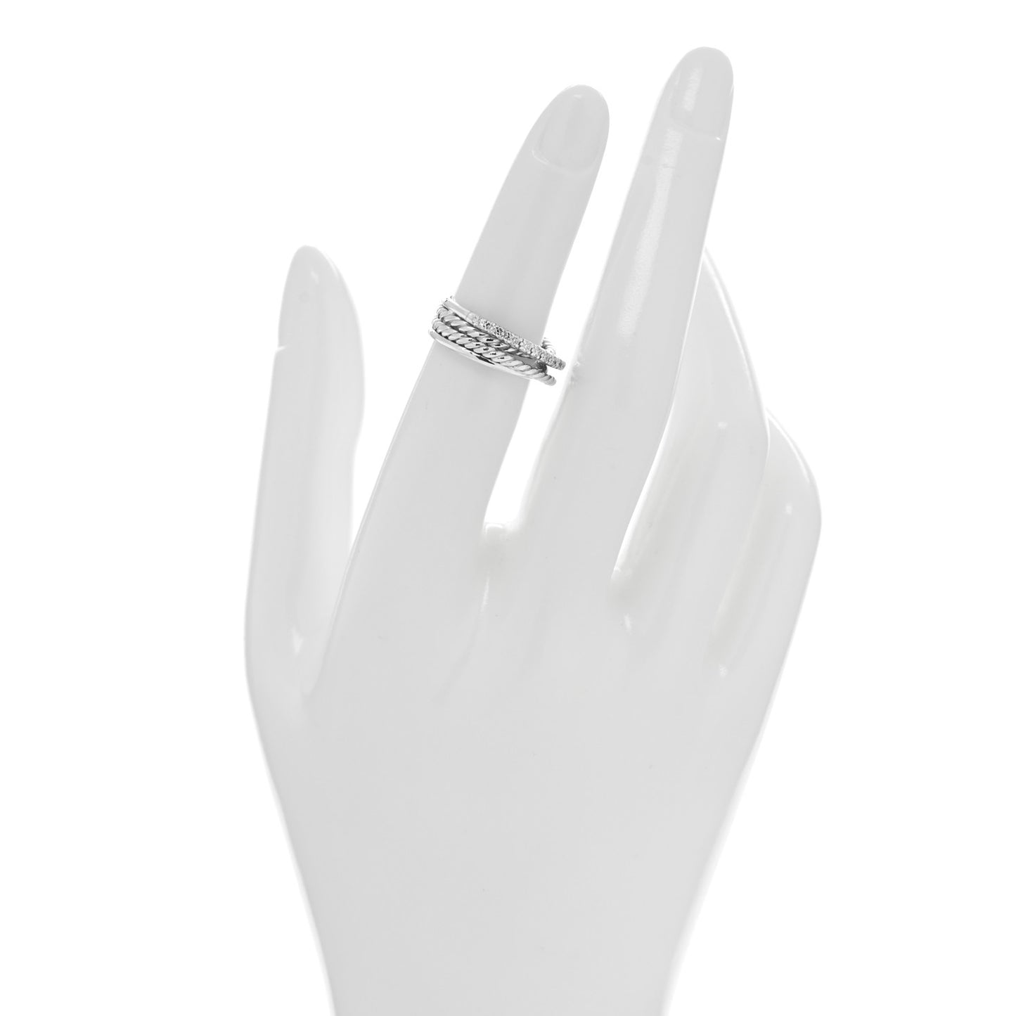 Sterling Silver Diamond 6.8mm Crossover Ring 49 4.75