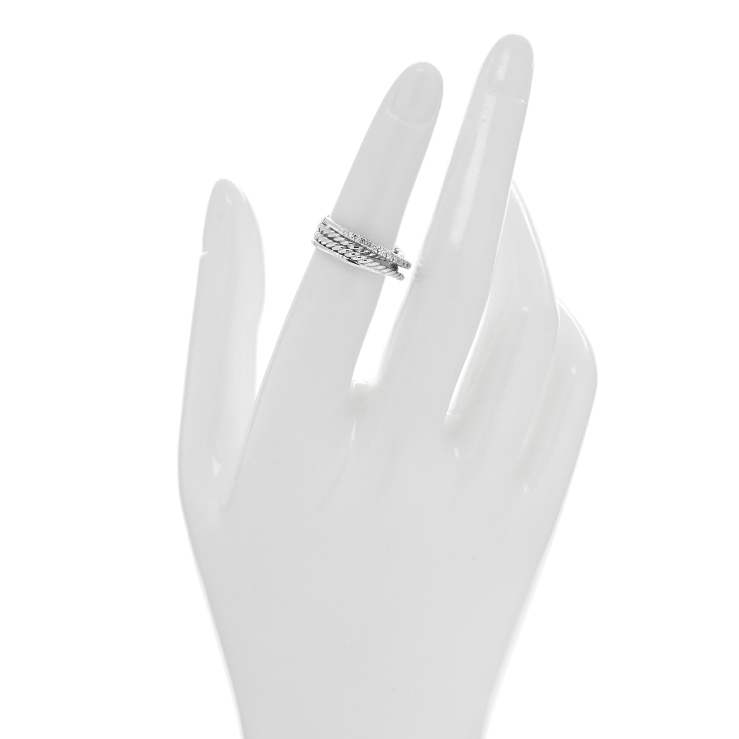 David Yurman Sterling Silver Diamond 6.8mm Crossover Ring 49 4.75 2 of 4