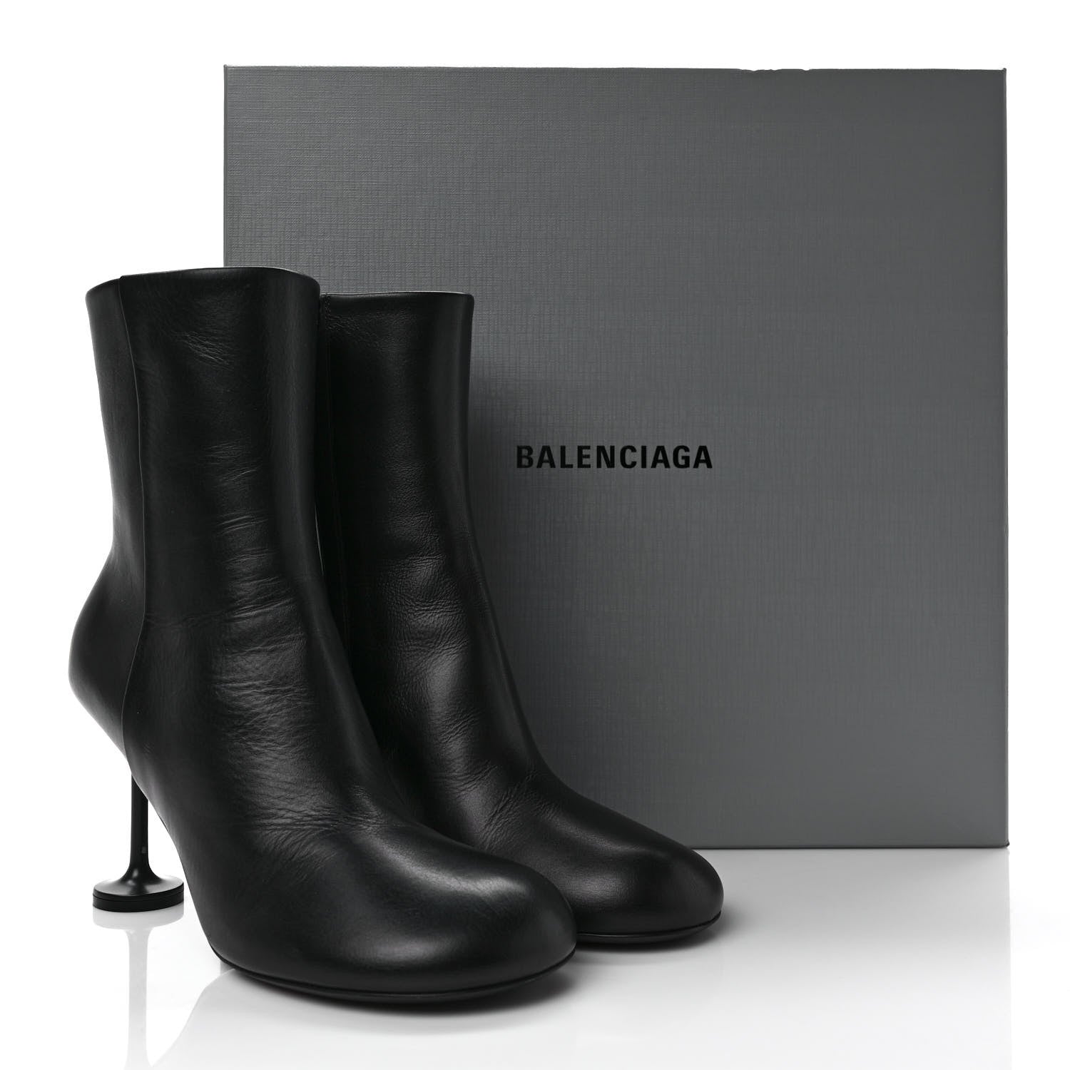 Balenciaga Soft Leather Lady Pedestal 90mm Booties 38 Black 10 of 10