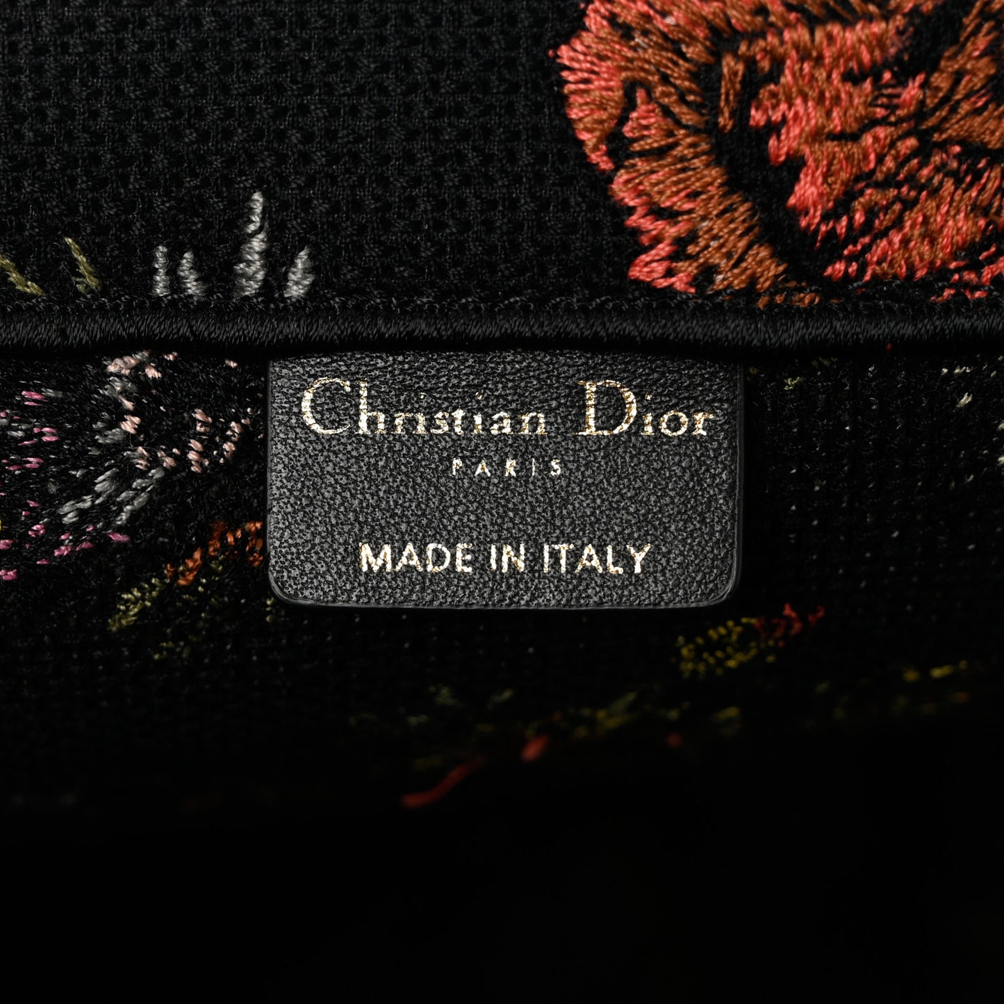 Canvas Embroidered Large Book Tote Black Multicolor